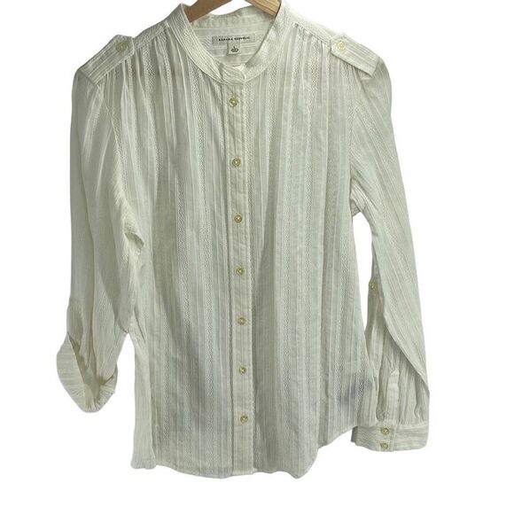 Banana Republic Women's Button Down Shirt Top Long Sleeve Blouse Cream Large - Picture 9 of 10